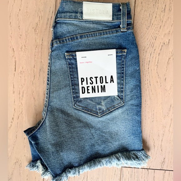 NEW Pistola Devin High Rise mom Jean Short Cutoff in Bluegrass - Picture 3 of 10